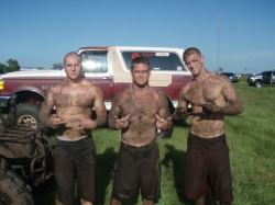 paintedguys:  Muddy rednecks! 