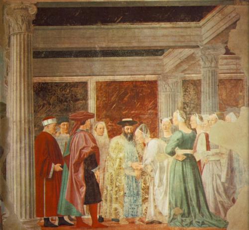 Meeting between the Queen of Sheba and King Solomon, 1466, Piero della FrancescaMedium: fresco,wall