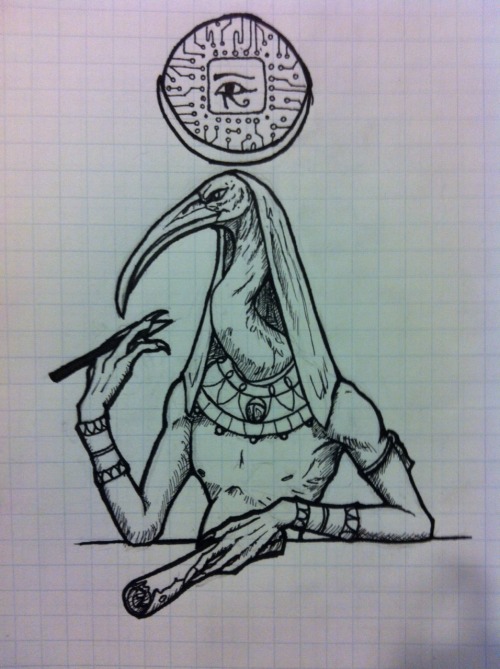 wendigo-nasty:  Thoth! I might color him in photoshop later.