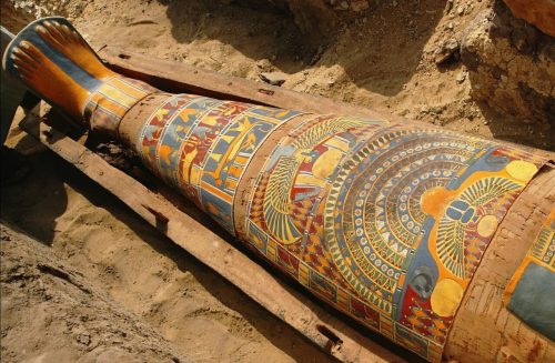 2,300-Year-Old Mummy Unveiled in Saqqara near the Pyramid of TetiThe 2300 year old mummy wearing a g