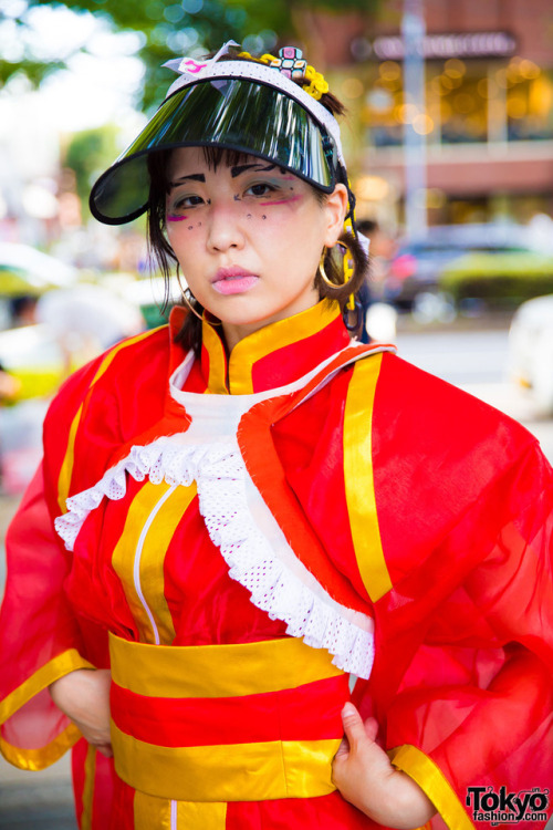 Keke Hisatsune and K. Enishi Asahi wearing colorful Japanese fashion from Boutique Takenoko on the s