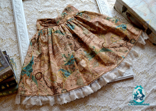  Old World Skirt in Antique Leather “ This high-waist skirt is made with an exquisite antique map fa