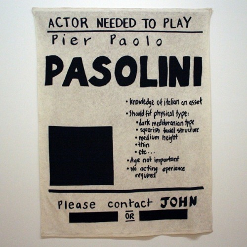 bustakay:Casting Call for a Pasoolini (1990), Mike Kelley.