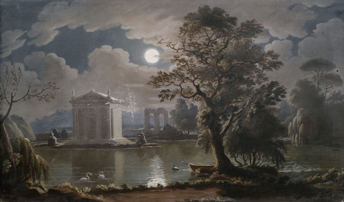 1910-again:Unknown Artist, Ideal Mediterranean Landscape in the Moonlight late 17th century