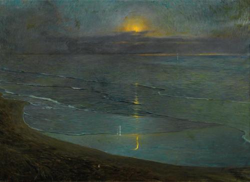Ugo Flumiani (1876–1938) - Vedute of Grado at night, looking towards Trieste