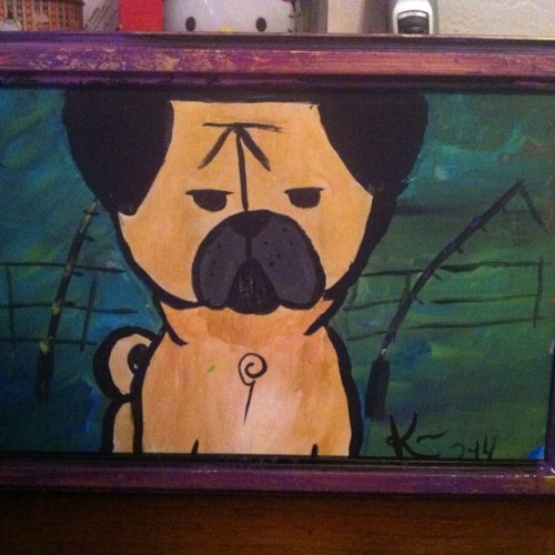 Finished framed painting ! My first full painting inspired by bahhumpug @funaek style and my pug mom