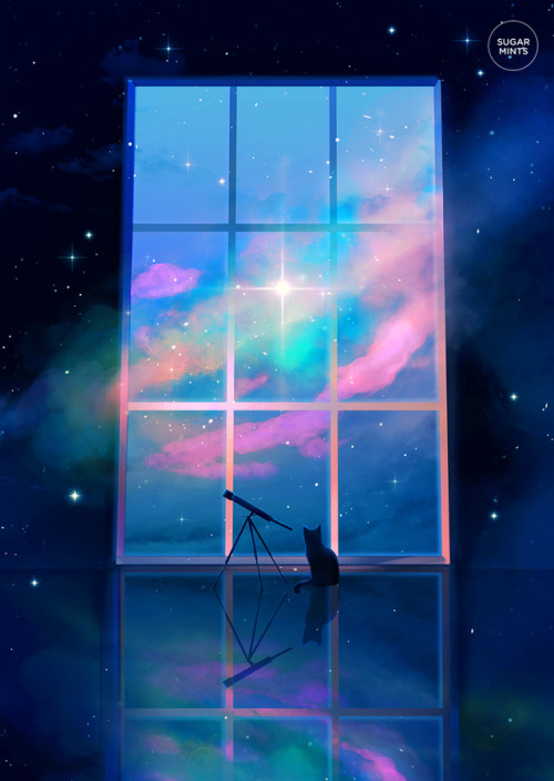 sugarmint-dreams:cat in space