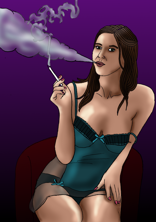 smokingfetishpinups: Just a quickie -  Presently presenting her presence, Smoker
