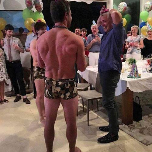 coldflashwave-baby:  Stephen Amell dressed as a male stripper for John Barrowman’s 50th Birthday. You’re welcome.   (Look at John’s face! He’s so happy ♡♡♡)