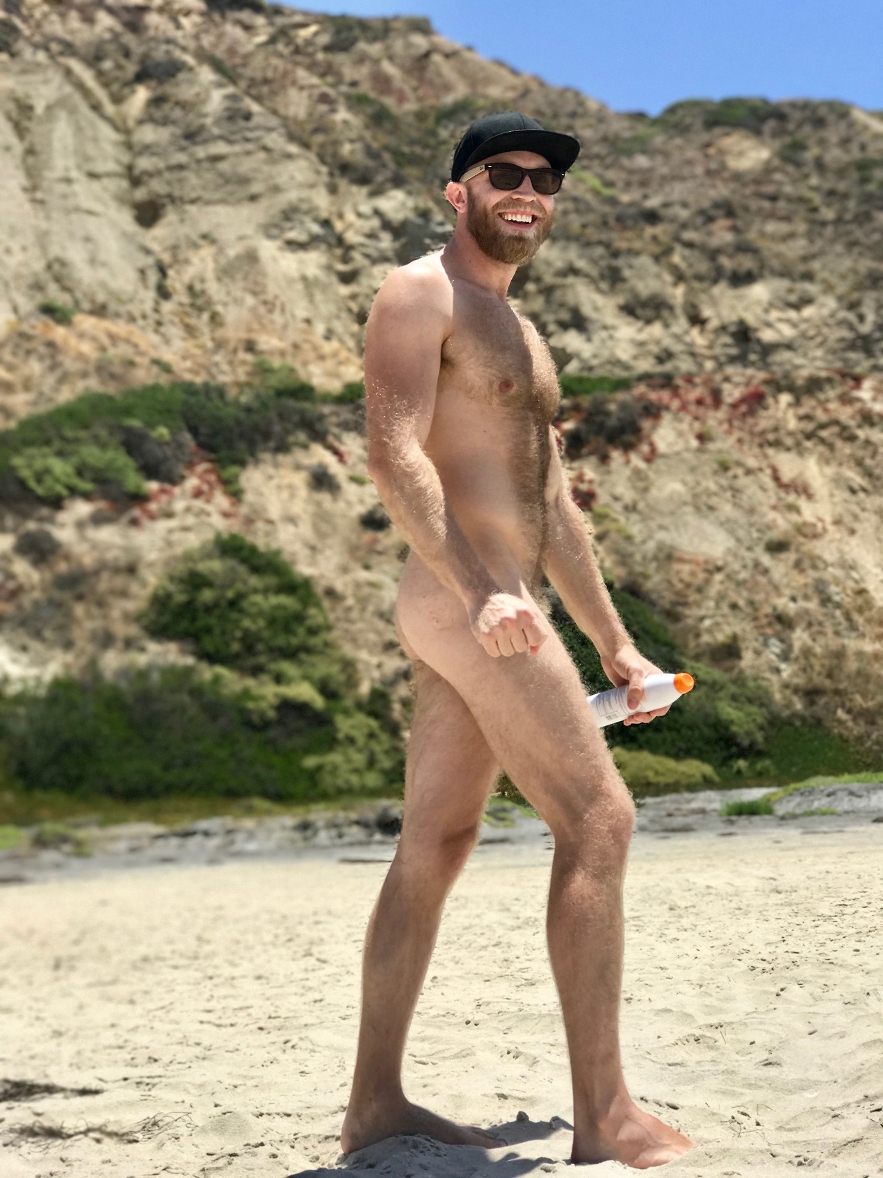 nude-nackt: nudeflikker:  beardfriend: Beach bae - July 2017 feel free…be nude