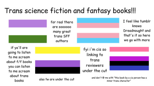 coolcurrybooks:Some trans science fiction and fantasy books. You can find my earlier recs for f/f 