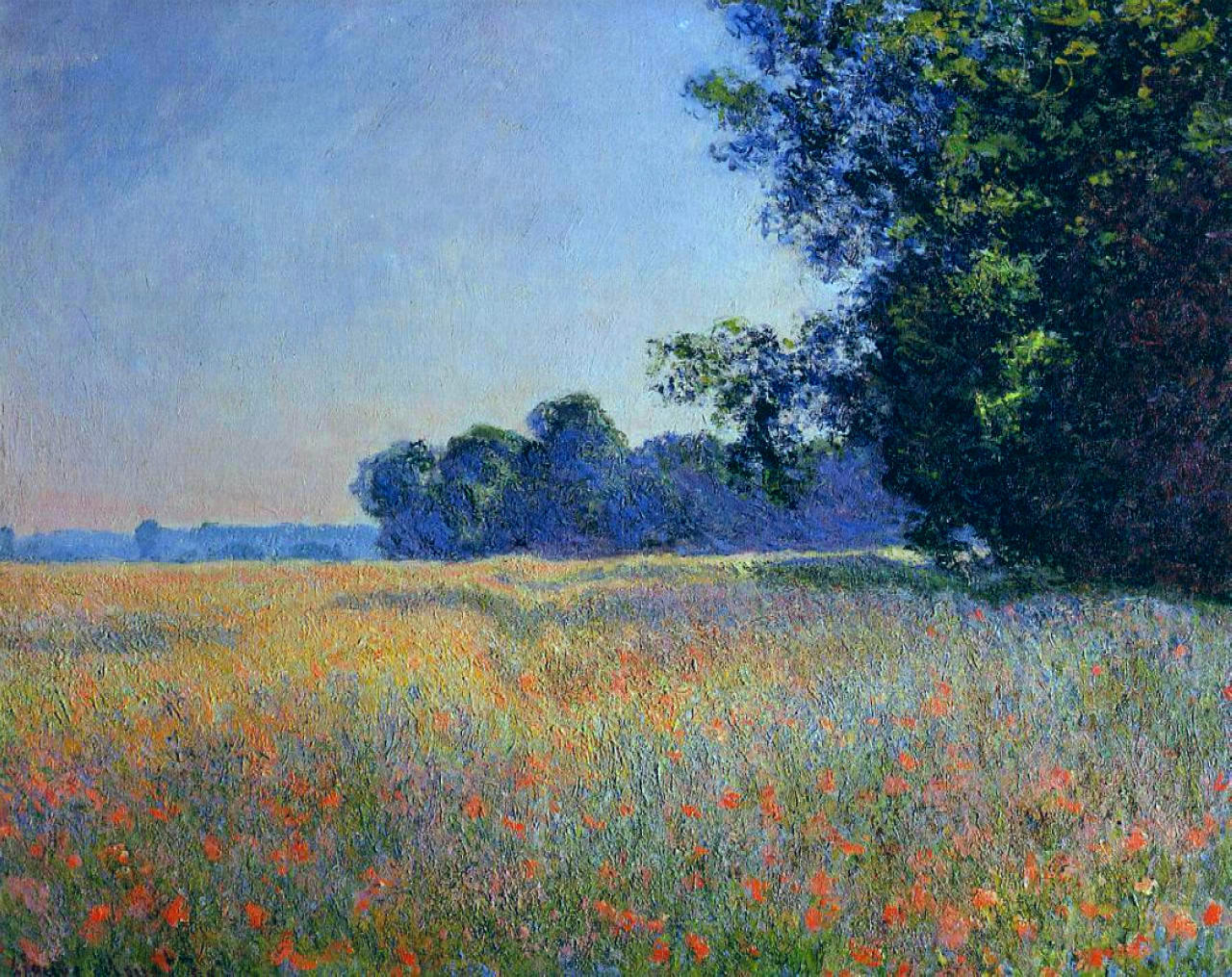 Claude Monet — Oat and Poppy Field, Giverny, 1890, Claude Monet ...