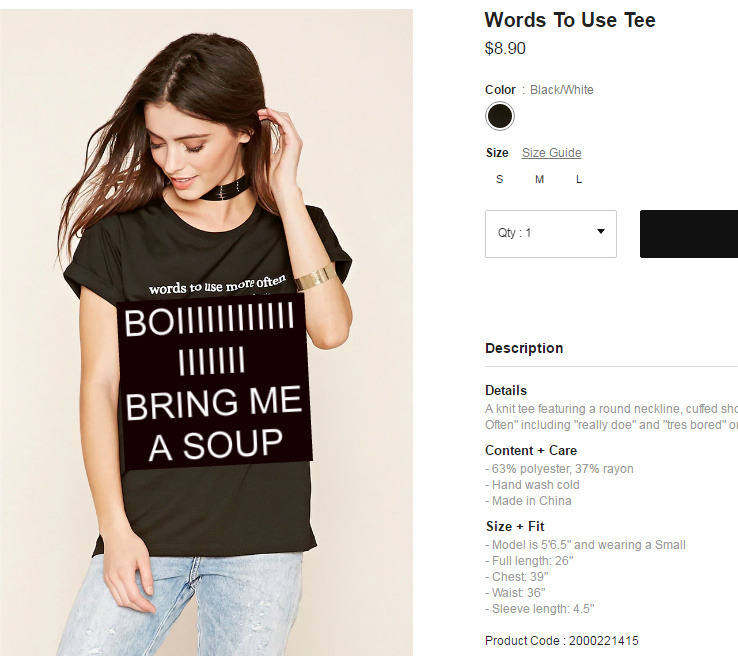 saddestblogger:  saw this on the forever 21 site……i can’t believe this