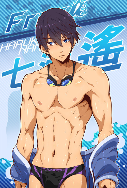 mrsozilmarindaley:  Free speedo boys. Haruka Nanase. Makoto Tachibana. Nagisa Hazuki. Rei Ryugazaki. Rin Matsuoka. Nitori Aiichiro. Seijuro Mikoshiba. Créditos: Mazjojo.