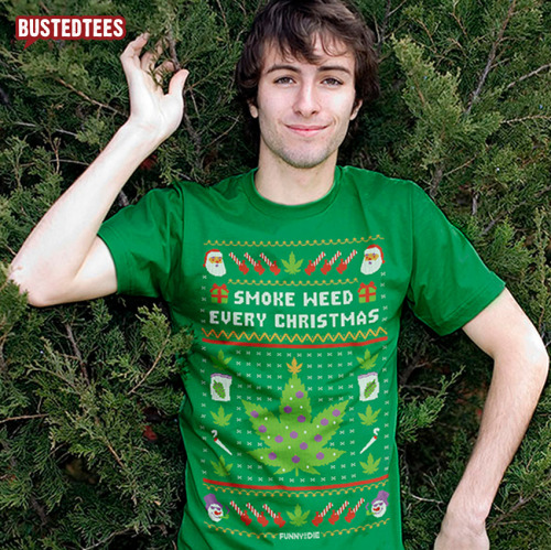bustedtees:  Smoke Weed Every Christmas! (cause it’s true) New design by funnyordie Check out all of our Funny or Die designs here! 