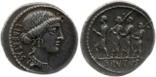 1. RRC 433/1, 54 BCE. bust of libertas / l. junius brutus cos 509 with some lictors. brutus minted t