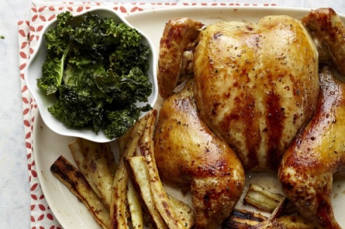 Recipe of the day: Spatchcock Chicken With Mustard-Glazed Parsnips and Crispy Kale Cook a whole chic