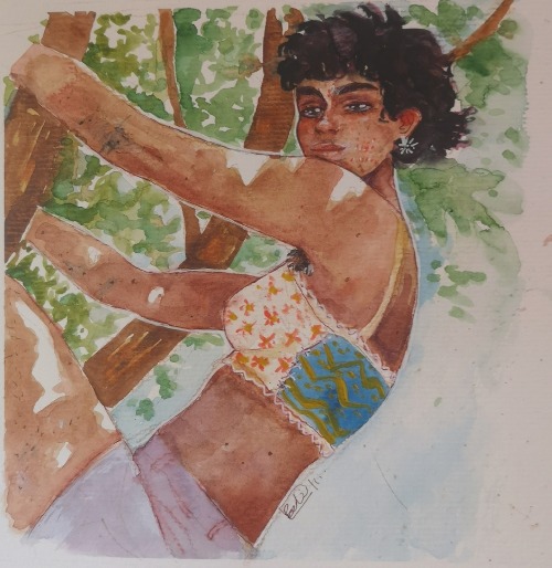 A Lil Painting Of Blue On The Trees