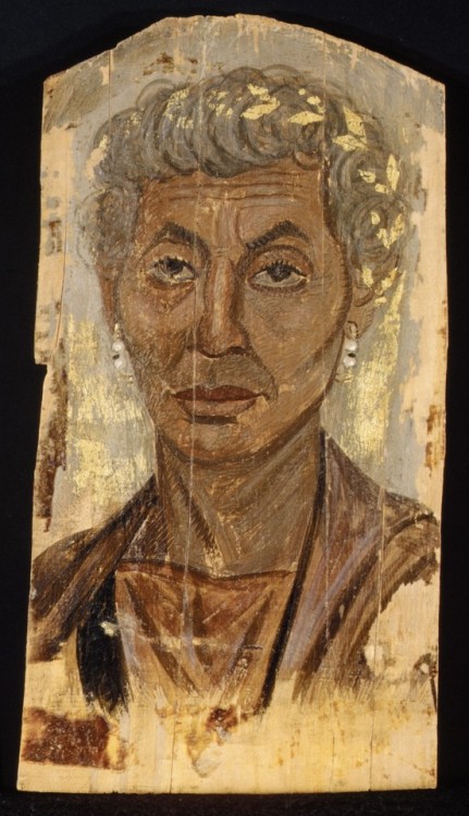 ancientpeoples:Portrait of an elderly lady with a gold wreathRoman Period Egypt, A.D. 100&ndash