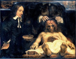 Rembrandt (Rembrandt Harmenszoon van Rijn; b. Leiden 1606 - d. Amsterdam 1669), The anatomy lesson of Dr. Joan Deyman, oil on canvas, 100 x 134 cm (fragment of a larger group portrait destroyed by fire in 1723)