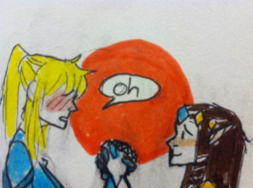 sketchhungry:Samus becomes oblivious to the world when she’s with zeldaFor anonymous