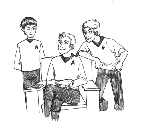 I love Kirk’s end-of-the-episode smirk  so anyway we started watching star trek and there are some f