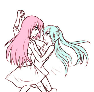 Sex dance!AU where Rin drags Miku into joining pictures