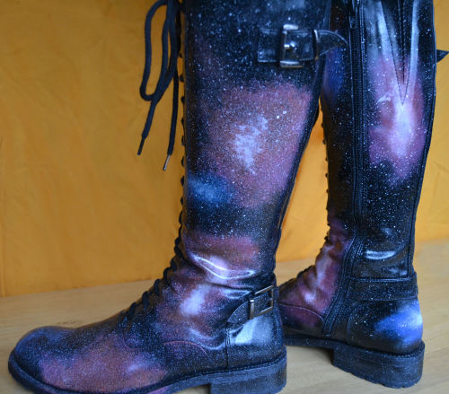 magicallyimprobable:  Space boots vol 2! Need I say more? Compare with our first try. I think these turned out p. nice. Made with Cajahdus, who will henceforth walk in style. Edit: As this is getting tons of notes (as in literally a thousand during one