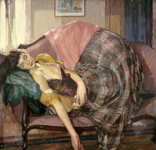 womblegrinch: Richard Edward Miller (1875-1943) - The plaid skirtOil on panel. 34 x 36 inches, 86.4 