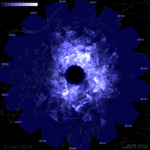 Mapping Noctilucent CloudsThe NASA AIM mission (Aeronomy of Ice in the Mesosphere) launched in 2007 