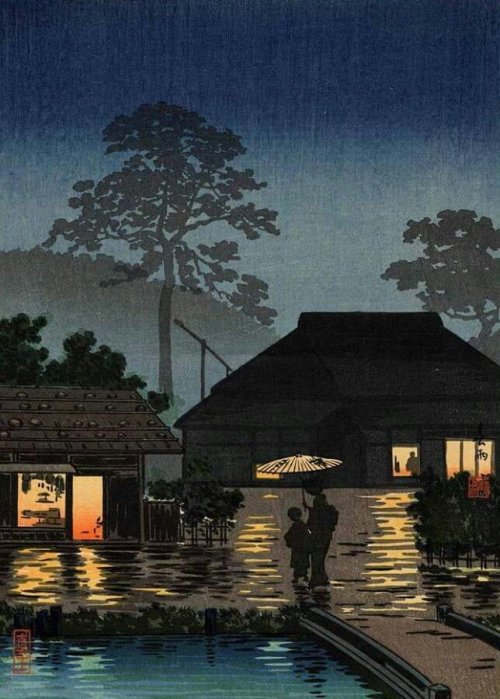 Long Spell of Rain   -   Tsuchiya Koitsu  1930Japanese, 1870-1949Woodblock