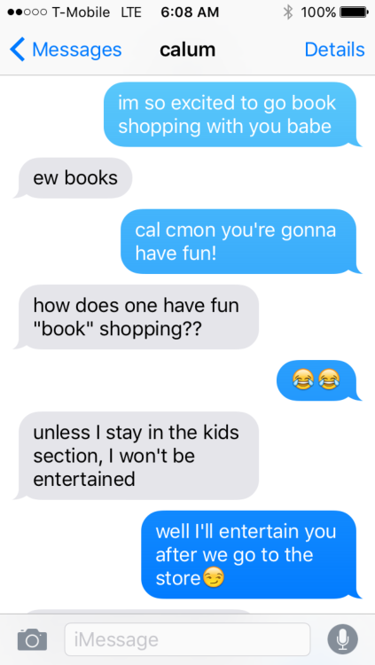 TEXT AU: You go book shopping with calum (requested)