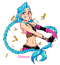 starexorcist:Some of my friends from primary school who play League of Legends popped into my stream so I drew jinx to make them feel welcomed lol-I FORGOT HER TATTOOS KILL ME