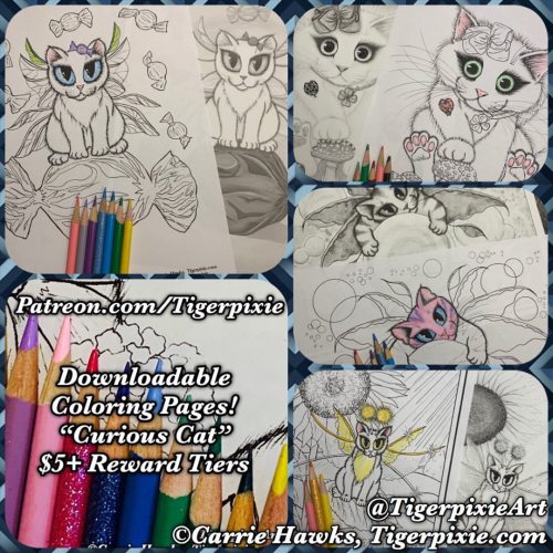  New Patreon Coloring Pages! https://Patreon.com/Tigerpixie “Hard Candy Fairy Cat” “Summer Sun
