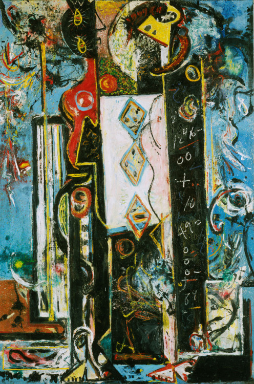 Jackson Pollock, Male and Female, 1942-43.Oil on canvas. 186.1 x 124.5 cm. Philadelphia Musuem of Ar