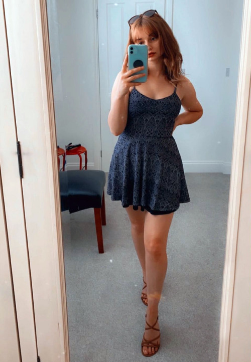 dozingdracula:  fuckedupslut:  i’m totally in the mood to fuck myself stupid all day and night but i have to go and socialise with friends :(i’m keeping my buttplug in but this dress is super short so i know for sure one of my friends is gonna see