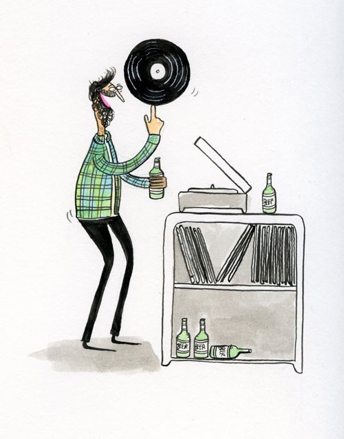subpop:  The joy of spinning records—we know the feeling. Illustration by Jay Howell 