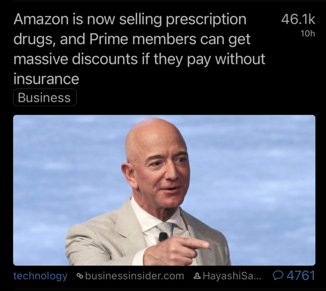 daughterofscotland:optometrictzedek:zevveli:oxbowreality:adamtheredbeard:gwynndolin:So they’re gonna undercut pharmacies until they corner the market and then jack prices back up, but higher than before and reep all that profit. Right?Not only will