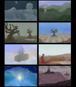 teal-girl:  Some landscapes/painting practice from a school project!! This was…very much a learning process for me, and I think it’s pretty dang obvious which ones I did and didn’t put time and effort into, but hey!! Pretty proud of how the bottom