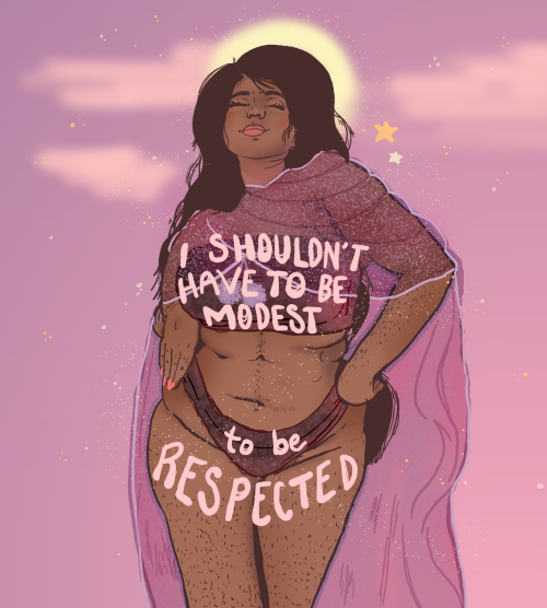 liberaljane:    🌹 I shouldn’t have to be modest to be respected.🌟   Art by Liberal Jane 