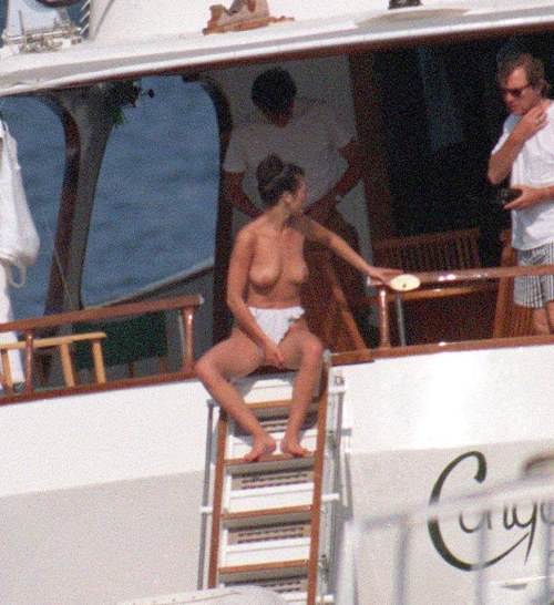 toplessbeachcelebs:  Catherine Zeta-Jones (Actress) topless on a yacht in the French Riviera (1992)