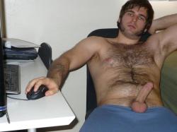 barebearx:  fuckyeahairyotter:  Nothing to do but sit around the computer all day… Follow my Tumblr  ~~~~PLEASE FOLLOW ME ** ~ ♂♂*OVER 17,000 FOLLOWERS~~~~~~ http://barebearx.tumblr.com/ **for HAIRY men &amp; SEXY men** http://manpiss.tumblr.com/ **for