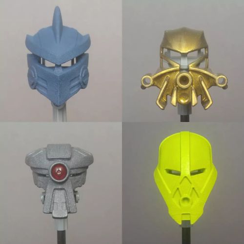 More painted masks! One official lego design, the other three all modeled by @galva_nize_ Top left: 