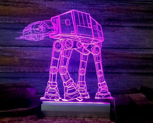 world-of-tazcraft:  laughingsquid:  Millennium Falcon and AT-AT Walker LED Lamps That Allow You to Change the Glow Color via Remote Control   remixcub