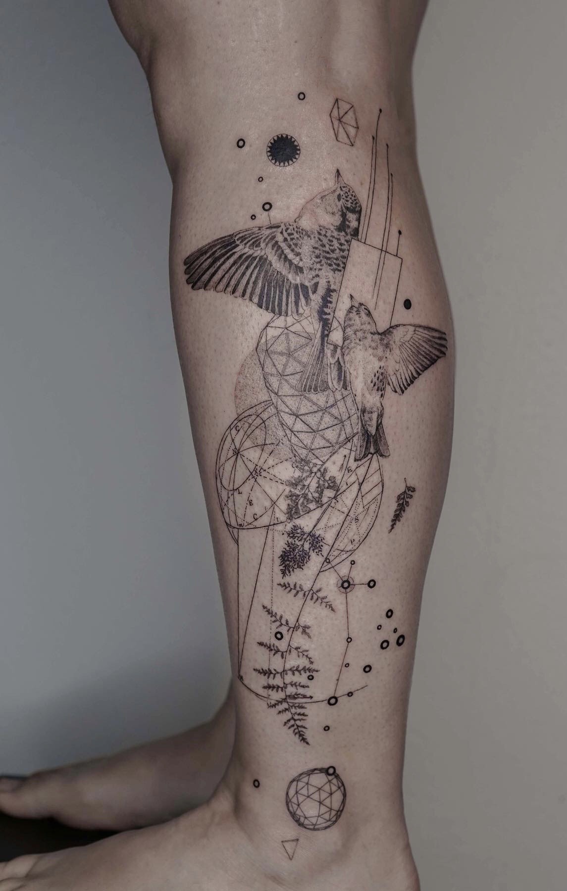 Geometric leg sleeve by Raul Wesche at Gold Rush Tattoo Collective in  Houston  rtattoos