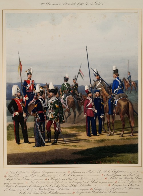 cuirassier:Second cavalry division, 1867, K. Piratski and Gubaryev1. NCO of the dragoon regiment2. L