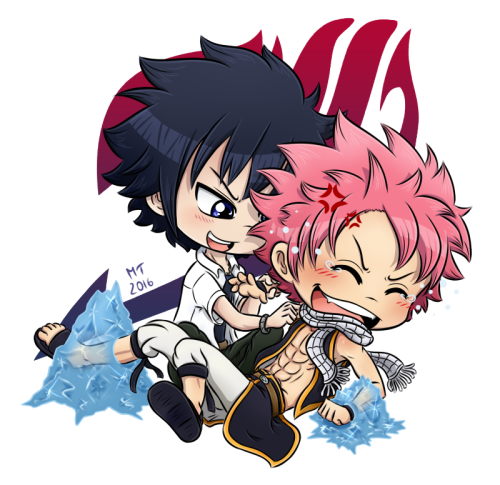 Fairy Tail’s chibi wizards tickle fight!Title: Who is a stronger wizard now, Natsu?I rarely draw fan