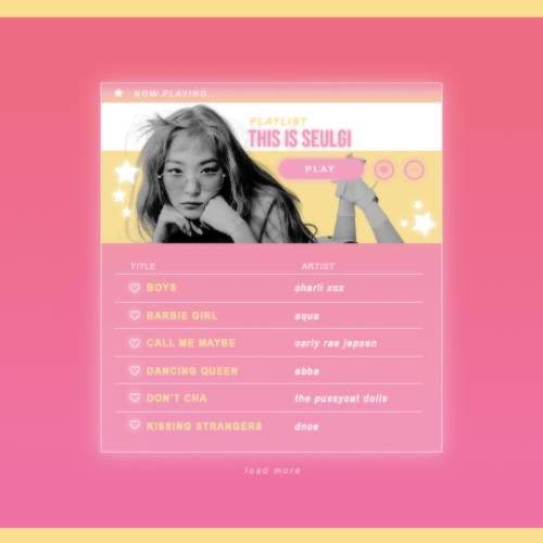 ♡ PLAYLIST TEMPLATE  —  this is seulgi (revamped).free template made from scratch and fully customiz