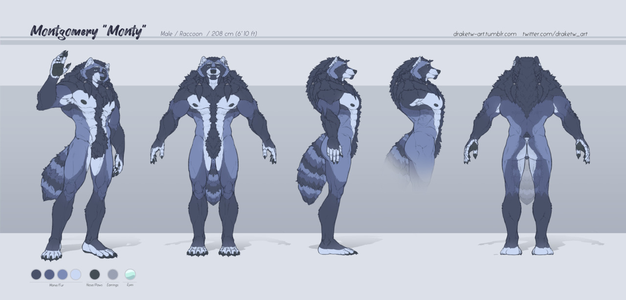 Reference sheet of my raccoon fursona - MontySo very proud of how it came out, despite of how much time it took! Hopefully I’ll learn how to draw faster the more I put these challenges for myself.I have wanted to redesign him for so long and ngl it’s very satisfying to have it on canvas now, haha. There are several... actually, plenty of characters I have in mind that I are in the queue to finally get their own reference sheet and gradually everyone will get to see the light of day sometime, but for the foreseeable future I will be working on a portfolio and not all of the artworks will be posted, but I will try to keep the content coming. Big thanks for everyone who still watches my blog #character design #artists on tumblr #fursona#artwork#Monty Raccoon#digital art#raccoon#my ocs#reference sheet