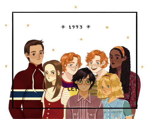 Quidditch Team Reunion 1993 // 2018Top (from left to right): Oliver, Katie, George, Harry, Fred, Ali